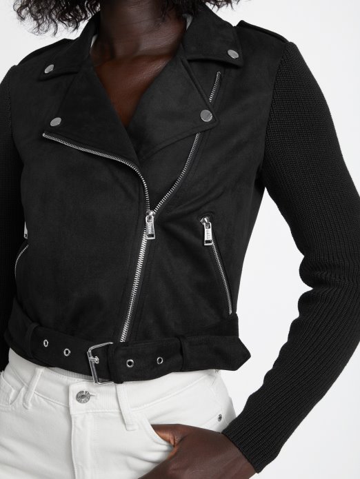 Jet Crna Nedan Motoristička Jakna Od Umjetnog Antilopa Guess Shopping