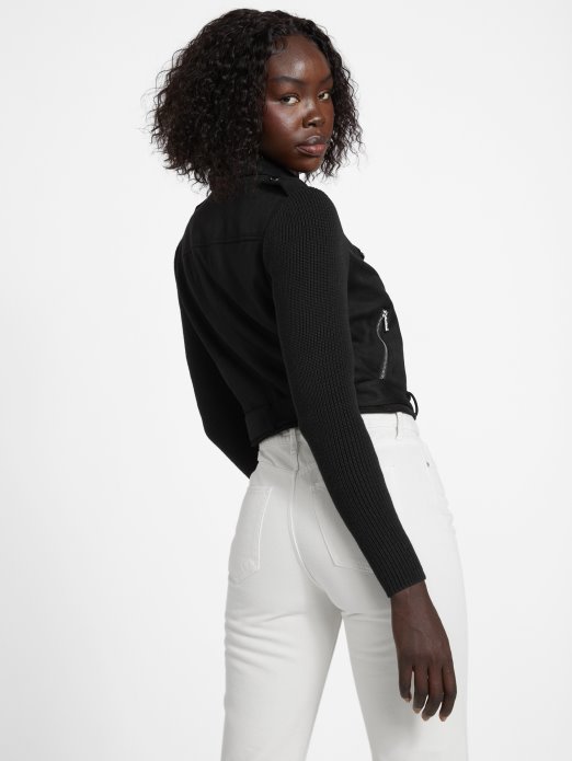 Jet Crna Nedan Motoristička Jakna Od Umjetnog Antilopa Guess Shopping