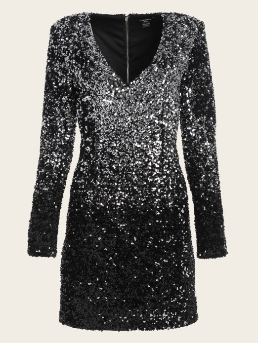 Jet Crna Nijansa Platinasta Svjetlucava Poput Dijamanata Haljina Sa šljokicama Guess Shopping