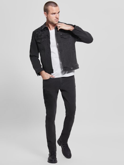 Jet Crne Sužene Traperice S Cvjetnim Izvezenim Guess Shoppingom