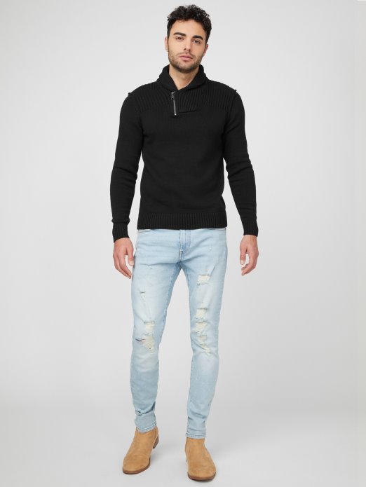 Jet Crni Džemper S Ljuskavim šalom Guess Shopping