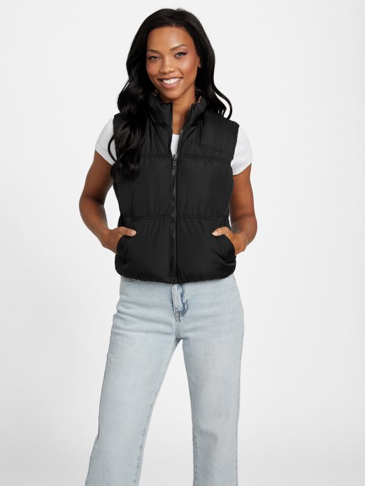 Jet Crni Guess Shopping Eko Rane Reverzibilni Puf Prsluk