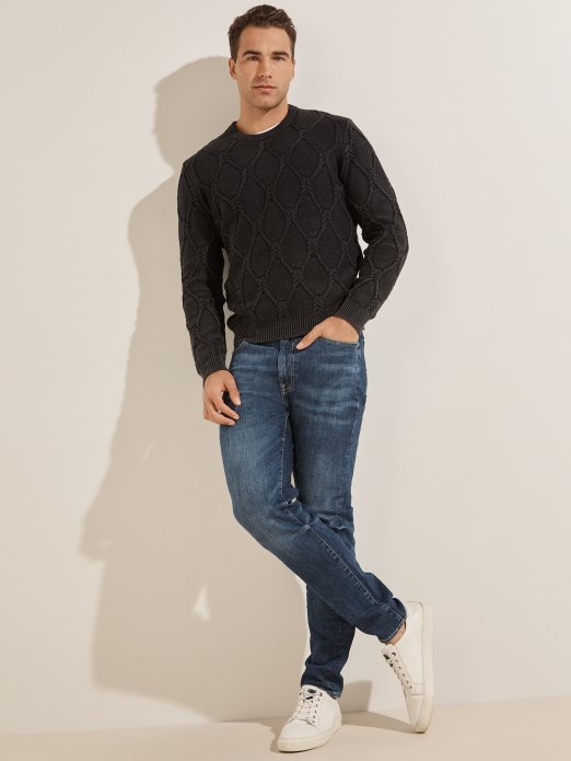 Jet Crni Multi Dawson Kabelski Pleteni Pulover Guess Shopping