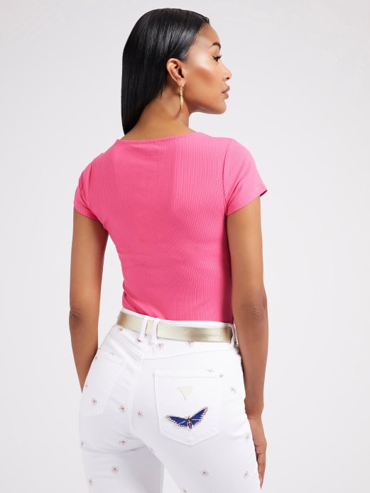 Jewel Buttons Top Guess Shopping Fuksija