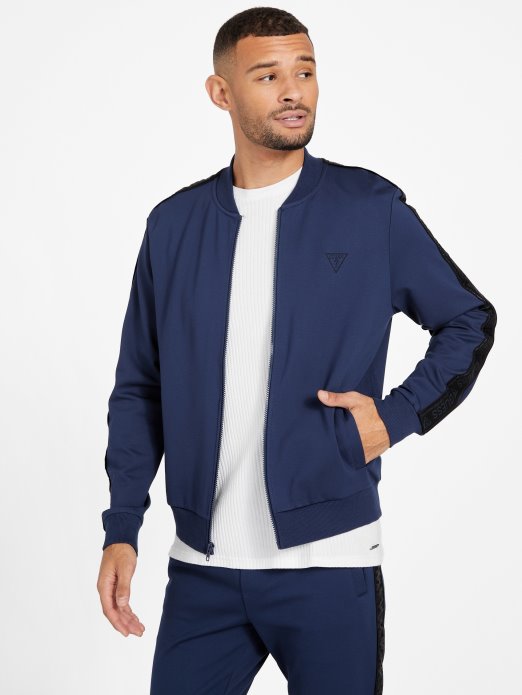 Jon Logo Tape Bomber Jakna Svilena Plava Guess Shopping
