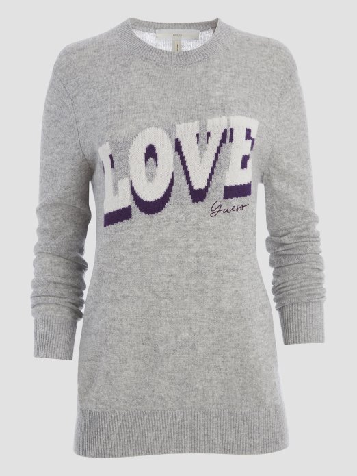 Juliette Pulover Od Kašmira Svijetlo Melanž Siva Guess Shopping