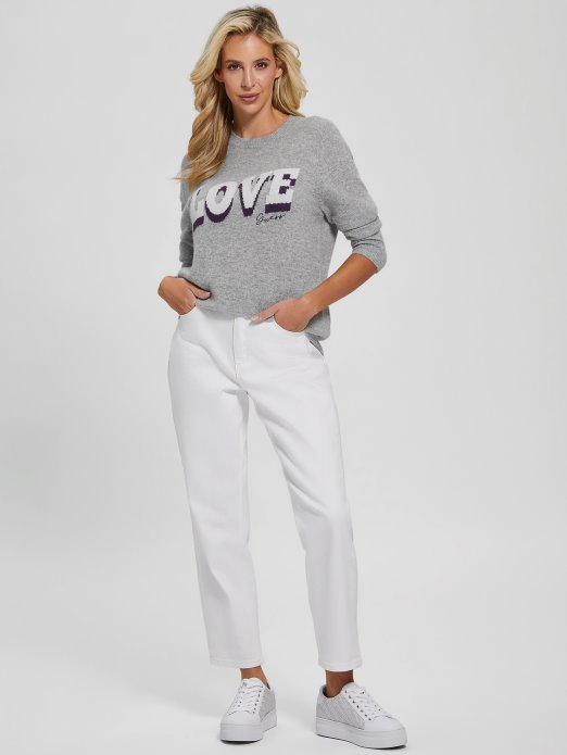 Juliette Pulover Od Kašmira Svijetlo Melanž Siva Guess Shopping