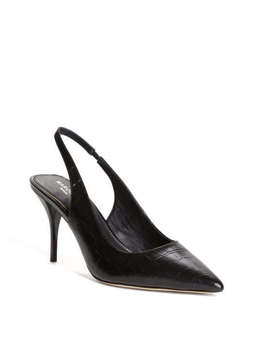 Juna Crocodile Sling Back Heel Jet Black Guess Shopping