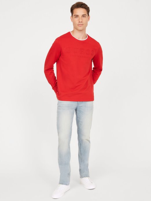 Kalico Majica S Logotipom Dugih Rukava Guess Shopping Crveni Noir