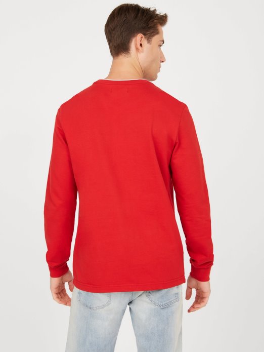 Kalico Majica S Logotipom Dugih Rukava Guess Shopping Crveni Noir