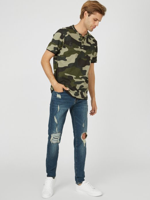 Kamuflažna Edgar Henley Tee Guess Shopping