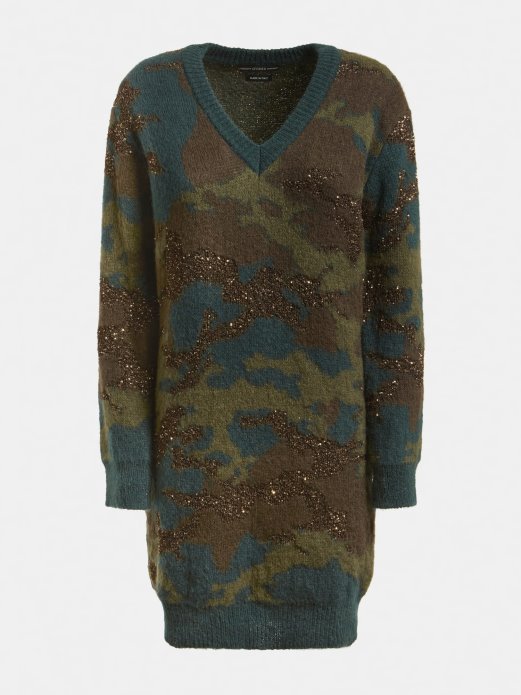Kamuflažna Guess Shopping Kamuflažna Haljina Od Mješavine Vune