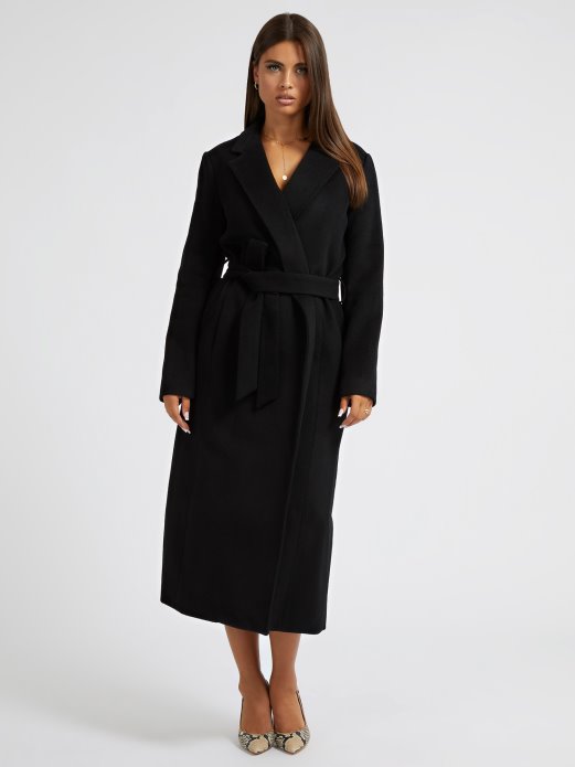 Kaput S Remenom Od Mješavine Vune Crni Guess Shopping