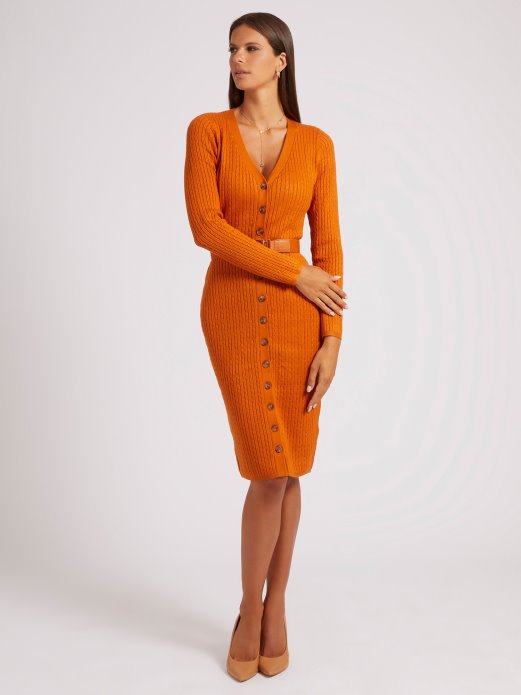 Kardigan Haljina S Remenom Guess Shopping Narančasta