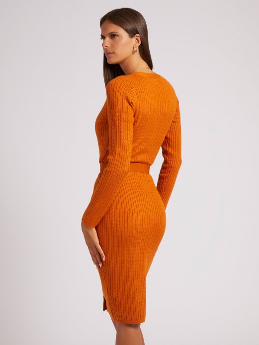 Kardigan Haljina S Remenom Guess Shopping Narančasta