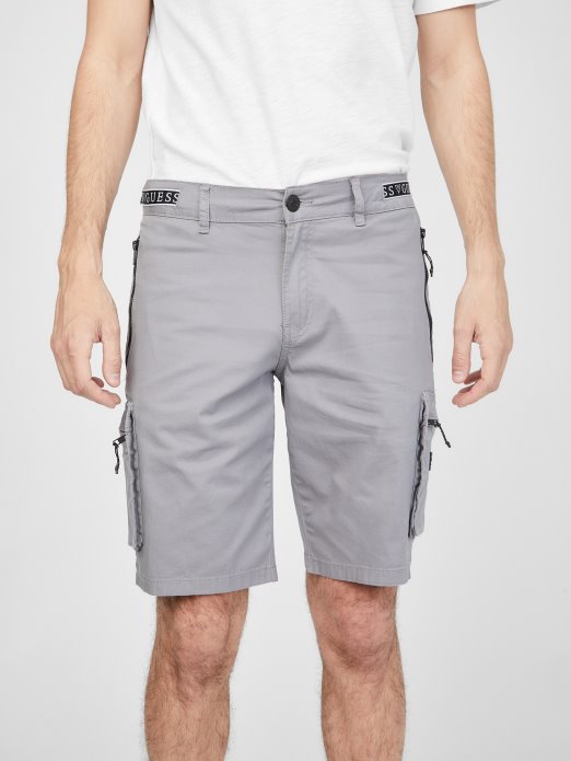 Karius Kratke Hlače Od Poplina Guess Shopping Sivi Magnet