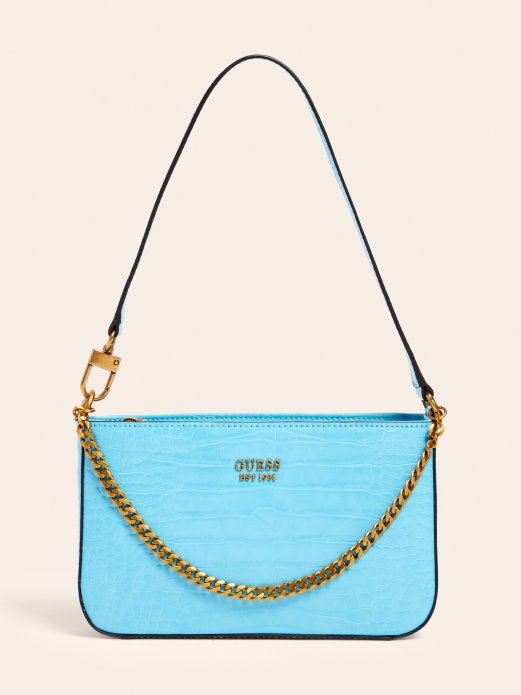 Katey Croc Print Torba Za Rame Plava Guess Shopping