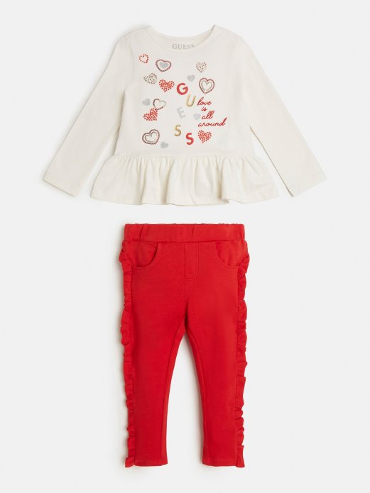 Komplet Majica I Hlača Guess Shopping Bijeli