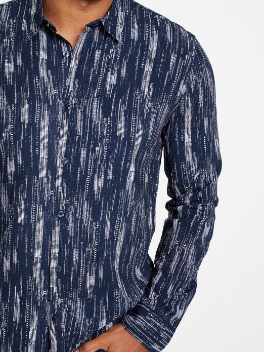 Košulja S Botaničkim Printom Guess Shopping Svilena Plava