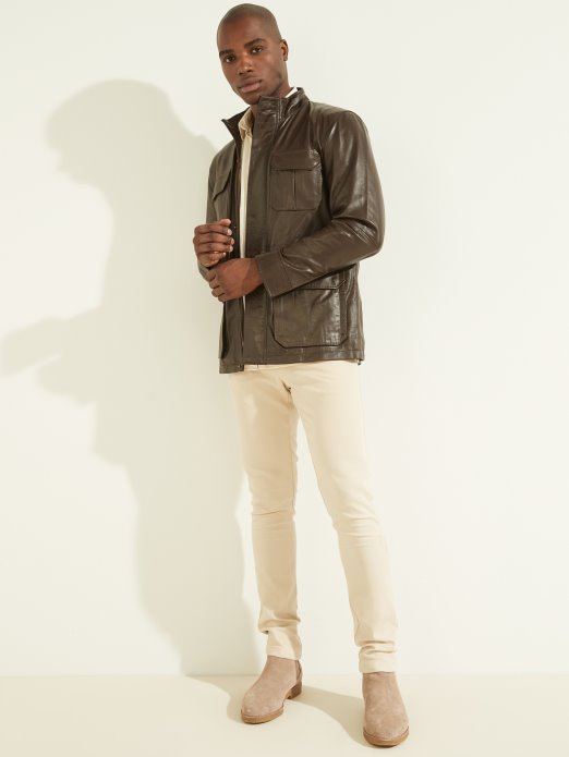 Kožna Terenska Jakna Guess Shopping čokoladni Kolačić