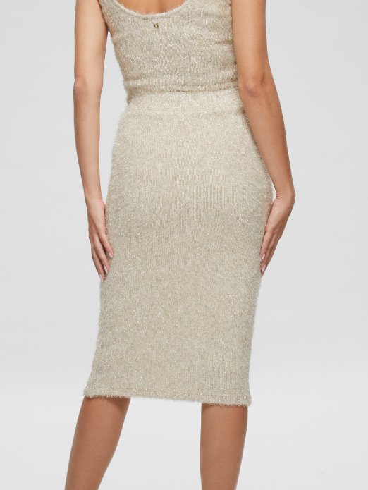 Krem Bijela Multi Guess Shopping Tinsley Fuzzy Džemper Suknja