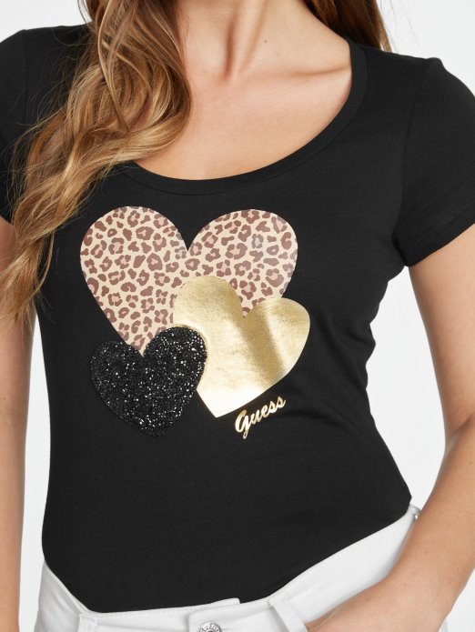 Lennan Heart Tee Jet Crna Multi Guess Shopping