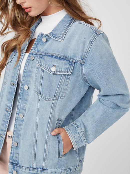 Light Wash Amo Denim Trucker Jacket Guess Shopping