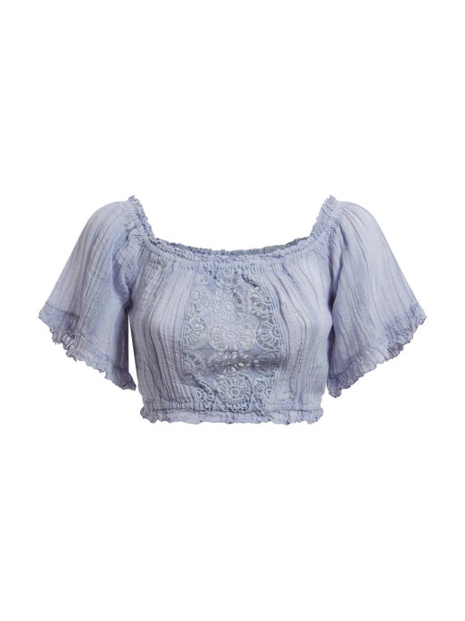 Lila Kratki Top S Otvorenim Ramenima Guess Shopping