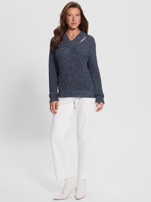 Lise Džemper S Izrezima Pocrnjeli Plavi Lurex Mult Guess Shopping