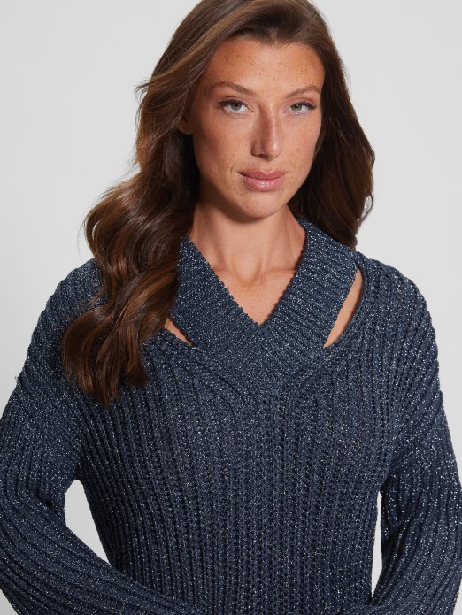 Lise Džemper S Izrezima Pocrnjeli Plavi Lurex Mult Guess Shopping