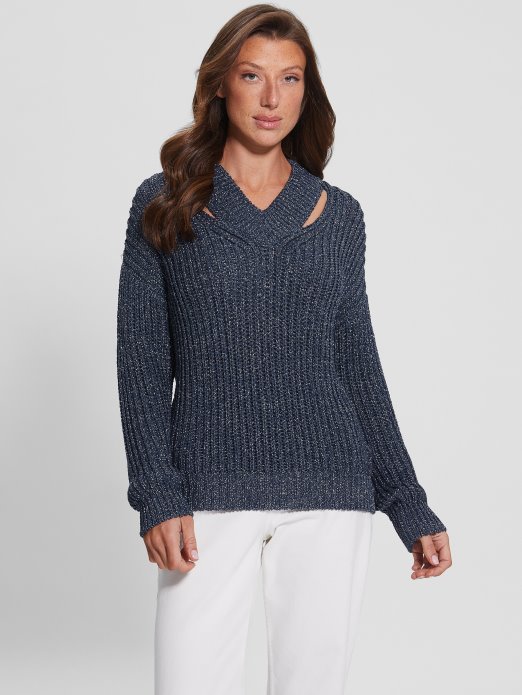 Lise Džemper S Izrezima Pocrnjeli Plavi Lurex Mult Guess Shopping