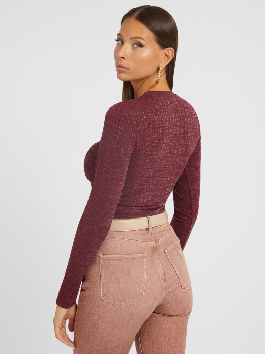 Lurex Detalji Gornji Dio Džempera Sivi Guess Shopping