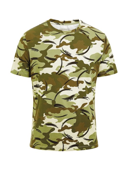 Majica S Kamuflažnim Printom Guess Shopping Zelena