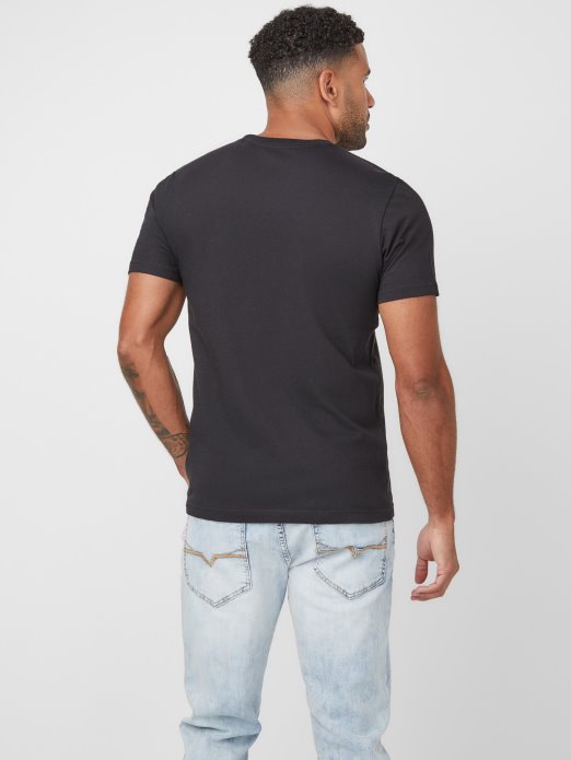 Majica S Kamuflažnim Printom Logotipa Jet Crna Guess Shopping