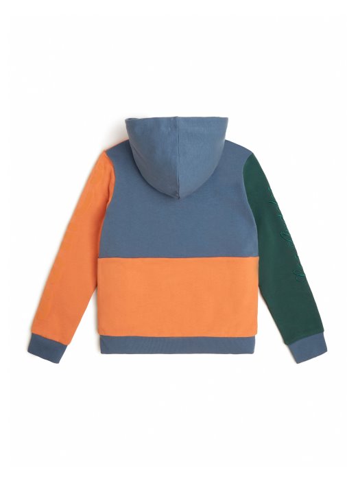 Majica S Kapuljačom S Blokovima Boja (7-14) Guess Shopping Tamnoplava I Narančasta Kiss Blok