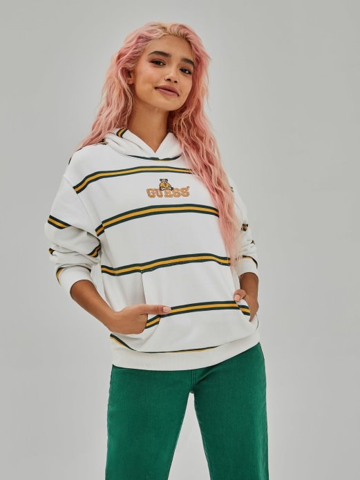 Majica S Kapuljačom S Prugama Bijela Multi Guess Shopping