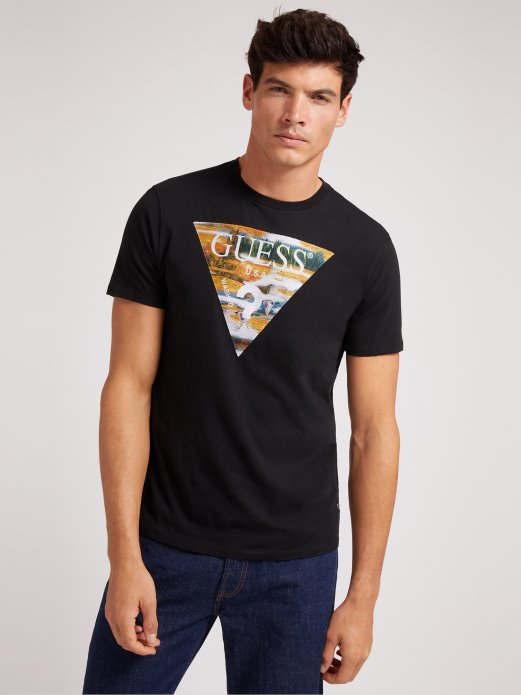 Majica S Logotipom Trokuta Crna Guess Shopping Novi Trend