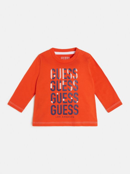 Majica S Prednjim Logom Narančasta Guess Shopping
