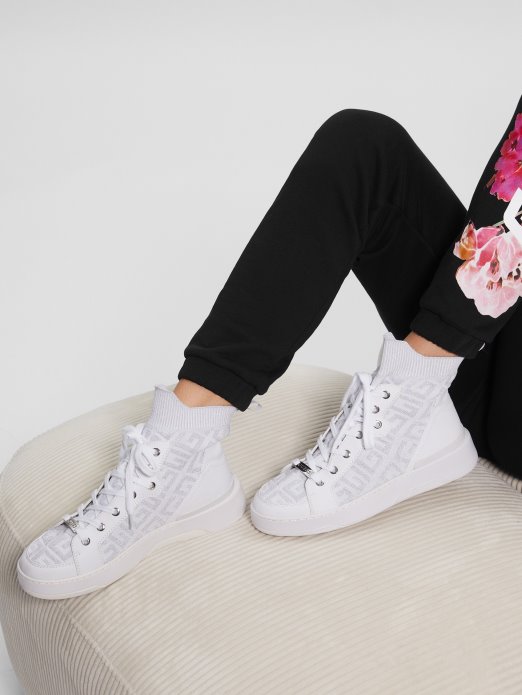 Manney Pleteni Logo Visoke Tenisice Bijele Višestruke Tkanine Guess Shopping