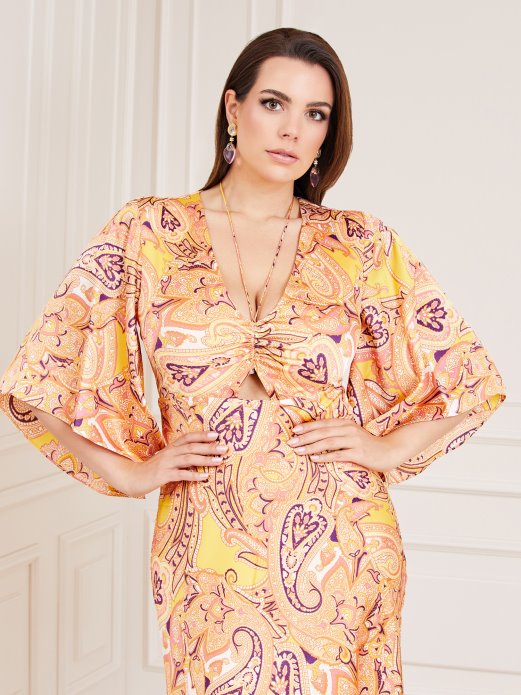 Marciano All Over Print Dress Guess Shopping Yellow