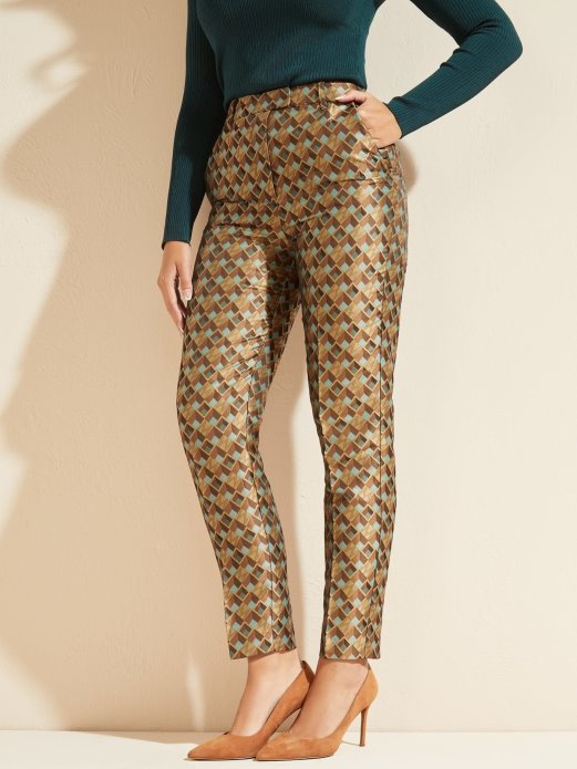 Marciano All Over Print Pant Multi Beige Guess Shopping