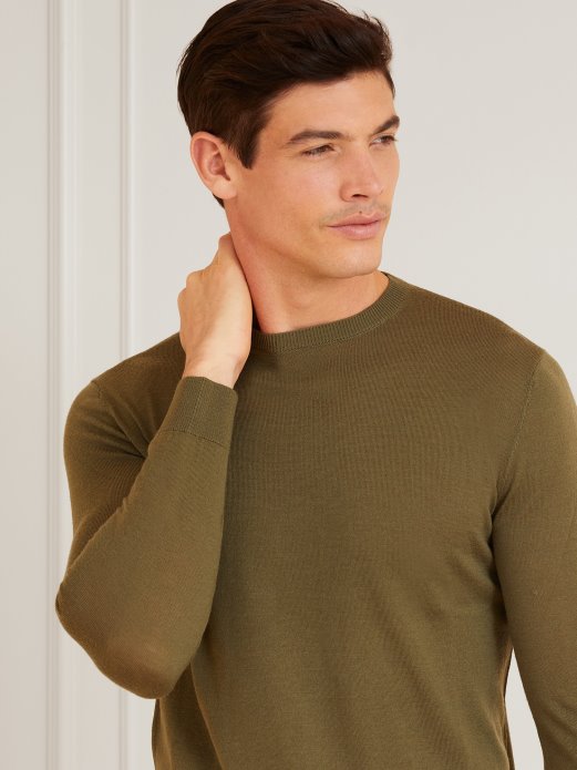 Marciano Vuneni Pulover S Okruglim Ekrezom Zeleni Guess Shopping