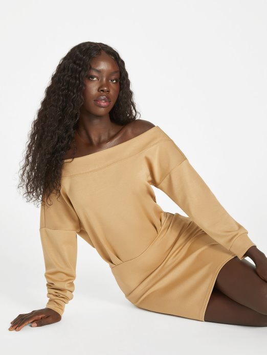 Marti Haljina S Otvorenim Ramenima Guess Shopping Toast Taupe