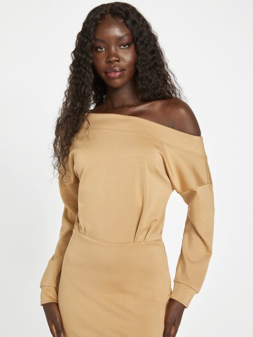 Marti Haljina S Otvorenim Ramenima Guess Shopping Toast Taupe