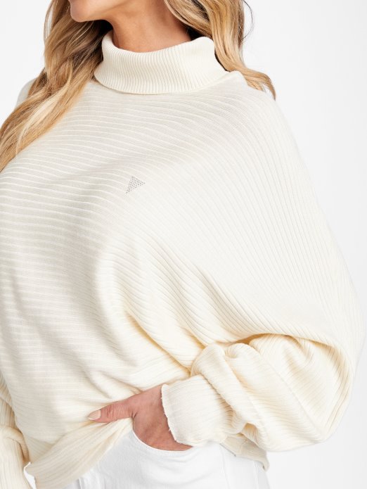 Mliječno Bijeli Ediel Rebrasti Pulover S Dolčevitom Guess Shopping