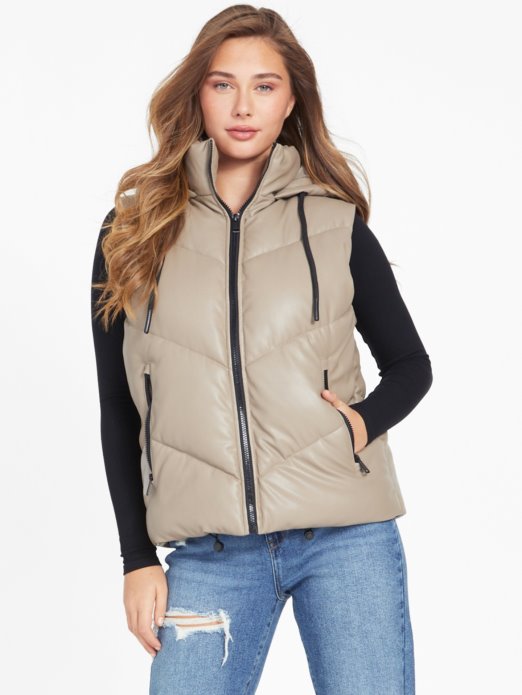 Mokasina Calah Pufer Prsluk Od Umjetne Kože Guess Shopping