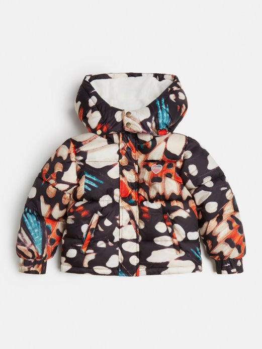 Multicolor Pattern Guess Shopping All Over Print Puffer