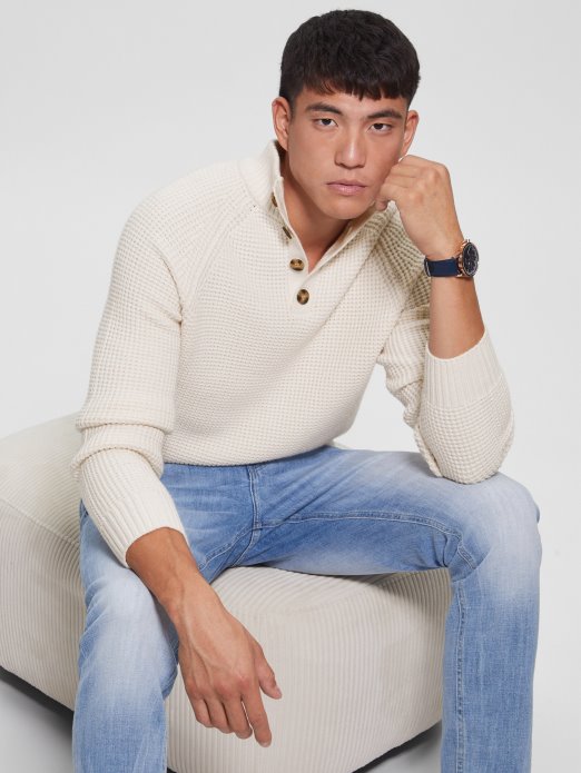 Muted Stone Guess Shopping Eko Waffle-pleteni Džemper