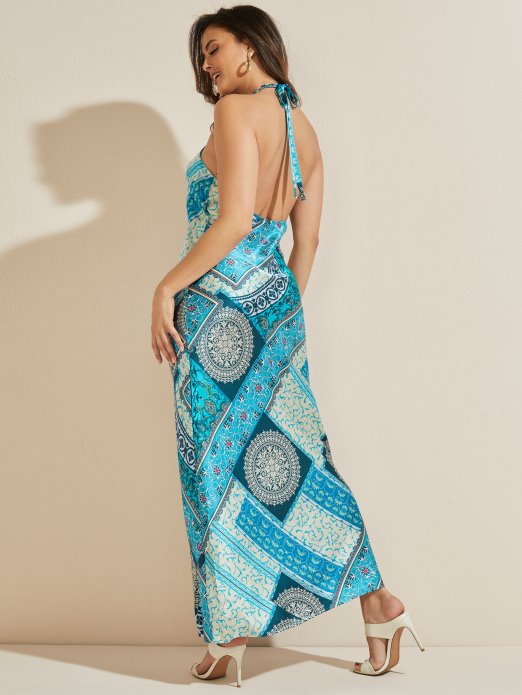 Mykanos Plava Kombinacija Mykonos Svilena Maksi Haljina Guess Shopping