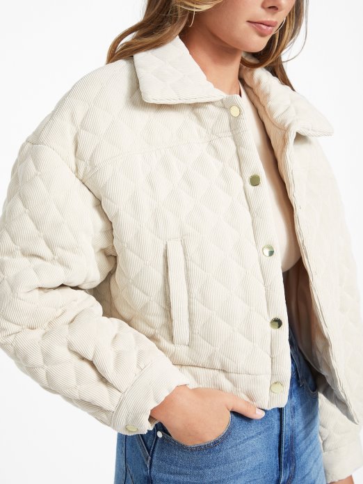 Naja Prošivena Samtasta Jakna Vanilla Rumenilo Guess Shopping